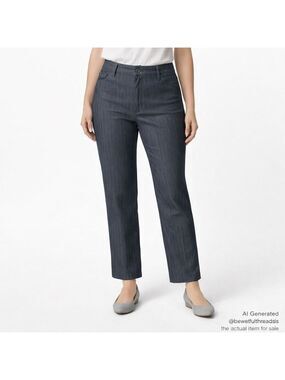 Lee Riders 12P Blue-Grey Pinstripe Straight Dress Jeans